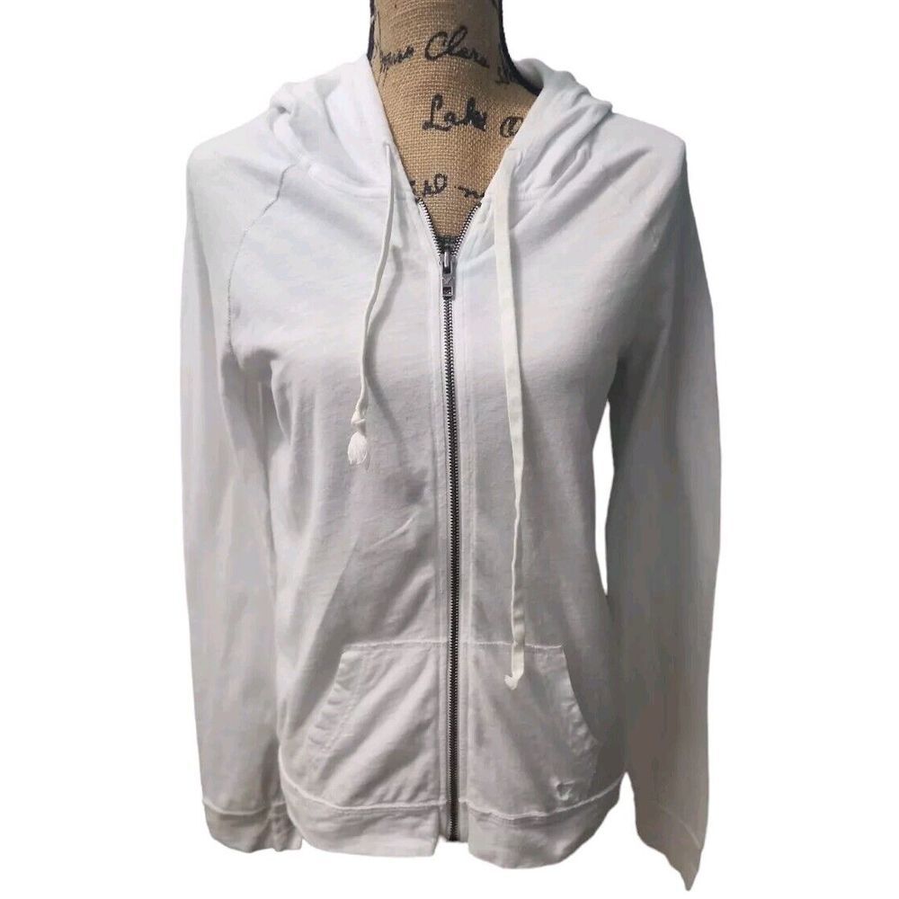 American Eagle Womens Large Light Weight Hooded Jacket White **Minor Flaw